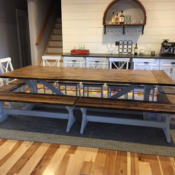 Burnt Meadow X Base Trestle Table Dining Set