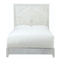 Chennai White Wash Queen Platform Bed - Bed Frames