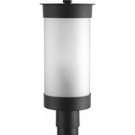 Progress Lighting - Progress Lighting Hawthorne 1-Light Post Lantern, Black - The Hawthorn outdoor lantern collection takes a modern approach to the popular Prairie design style. One-light cast aluminum post in a Black finish with etched seeded glass.