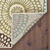 Malibu Indoor and Outdoor Floral Beige and Blue Rug, 6'7"x9'6"