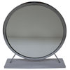 ACME Adao Vanity Mirror and Stool, Faux Fur, Mirror, White and Chrome Finish