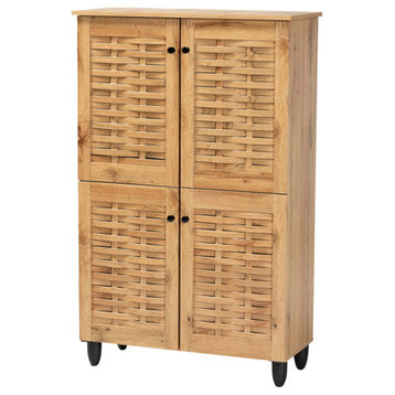 Winda 4-Door Oak Effect Shoe Storage Cabinet