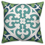 Designs Direct Creative Group - Blue and Green Leaves Pattern 18"x18" Outdoor Throw Pillow - Spruce up your outdoor space with the Blue and Green Leaves Pattern  Outdoor Pillow. These outdoor pillows are water, stain and mildew resistant and can be used in either an indoor or outdoor setting.  Featuring a unique design, this accent pillow will make a perfect addition to your porch, patio or space.