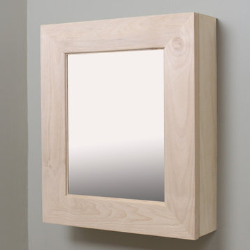 Wall Mount Mirrored Medicine Cabinet, Unfinished Flat Frame