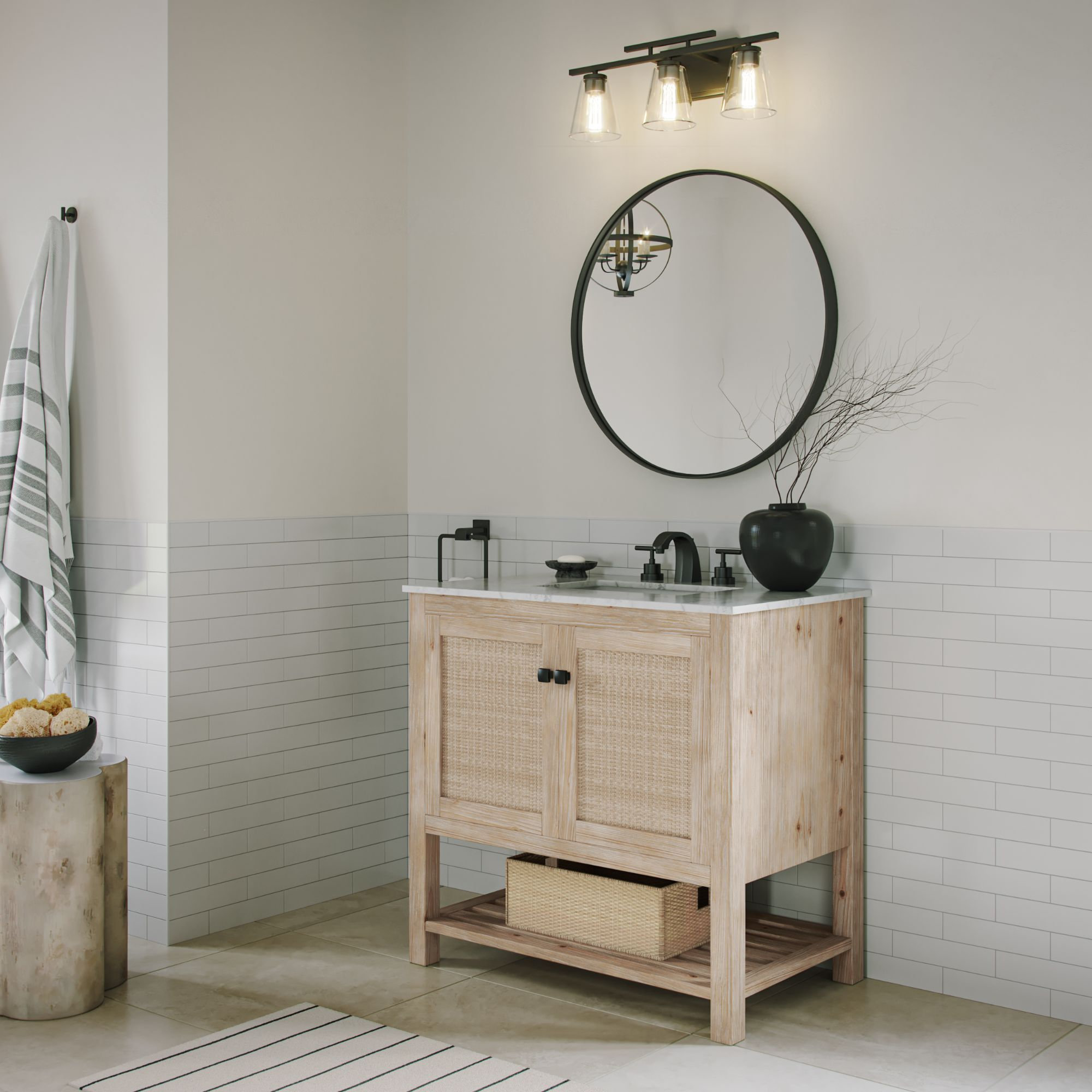 Legion Bath Vanity, Single Sink, 36", Natural, Freestanding