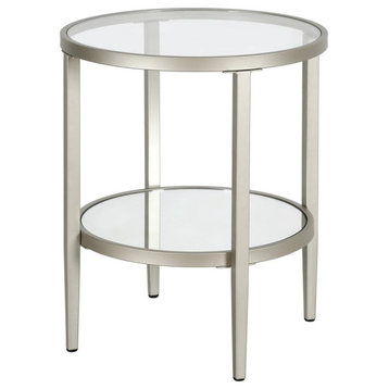 Hera 19.63'' Wide Round Side Table In Satin Nickel