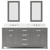 Madison Cashmere Gray Bathroom Vanity, Cashmere Gray, 72" Wide, Two Mirrors, Two
