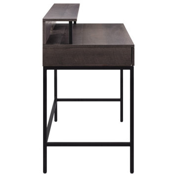 Contempo 40" Desk With 2 drawers and shelf hutch, Brown Wood Grain Finish
