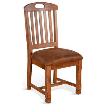 Pemberly Row 19" Traditional Wood Slatback Side Chair in Rustic Oak