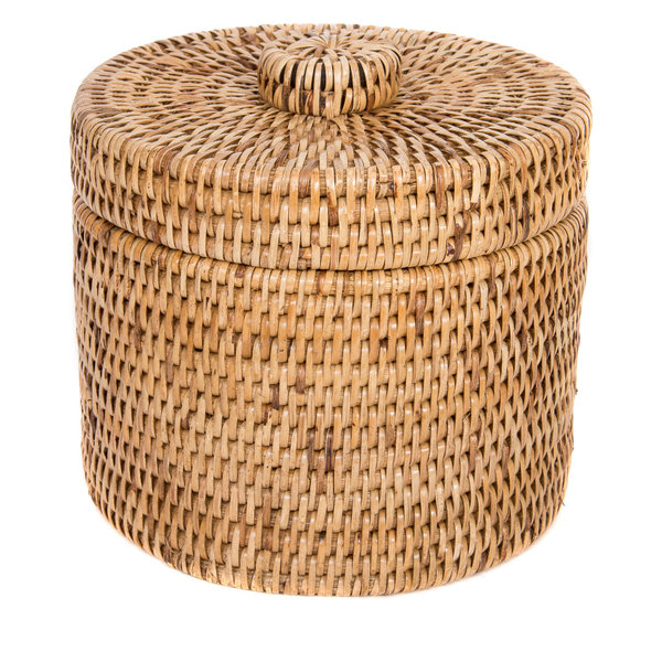 Artifacts Rattan Round Single Tissue Roll Box, Honey Brown
