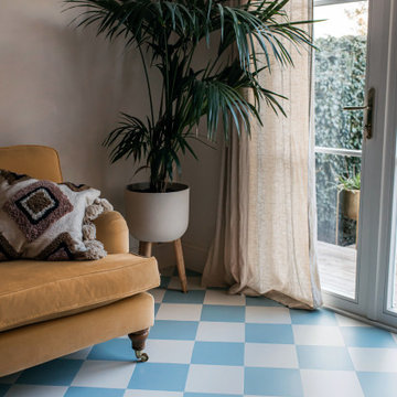 Squares Bay Blue & Linen White