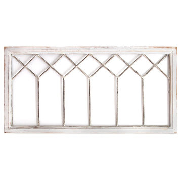 Distressed White Metal And Wood Framed Wall Art