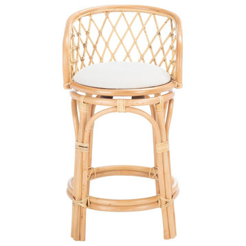 Bartram Rattan Counter Stool, With Cushion, Set of 2