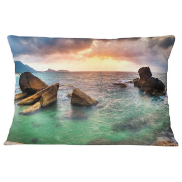 Sunrise at Blue Lamai Beach Seashore Throw Pillow, 12"x20"