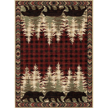 Blowing Rock Lodge Area Rug, Red, 7'10"x9'10"