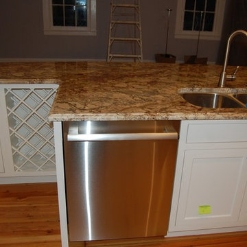 Typhoon Bordeaux Granite Install at Officer's Row Mess Hall, Tybee Island GA.