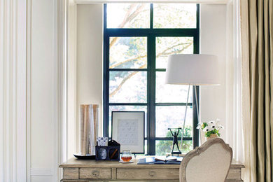 Example of a beach style home office design in New York