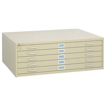 Scranton & Co 5 Drawer Metal Flat Files Cabinet for 30" x 42" in Sand Beige