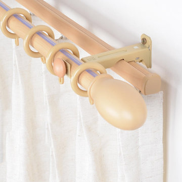 QYRF06 With Egg Fashion Wood Grain Outer Rod With Inner Track Set Ceiling/Wall M