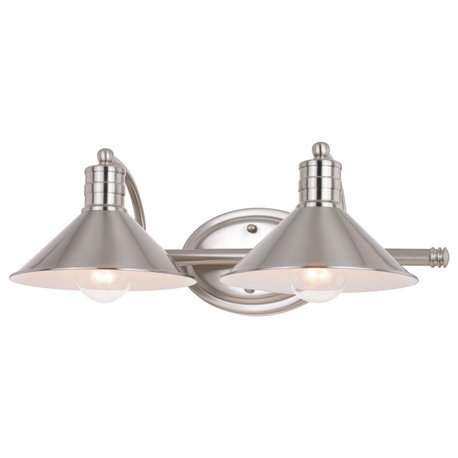 Akron 2 Light Vanity Satin Nickel and Matte White