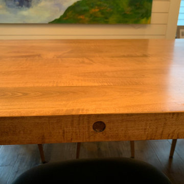 Custom Birdseye Maple Dining Table with Tile Inlay
