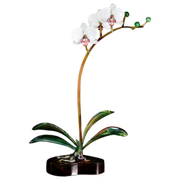 White Phalaenopsis Orchid Glass Sculpture