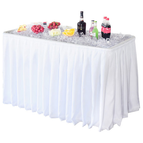 Premium Folding Ice Table with Drain – 4ft White Chill Table for Parties, Event