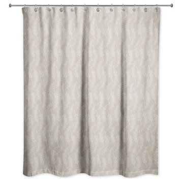 Beige Leaf Pattern 71x74 Shower Curtain