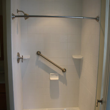 Bathroom remodel, Shower replaces tub in small space, older home