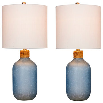 26" Island Jug Glass Table Lamps, Frosted Blue , Set of 2