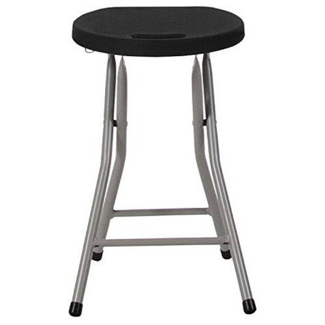 Foldable Stool With Black Plastic Seat and Titanium Frame