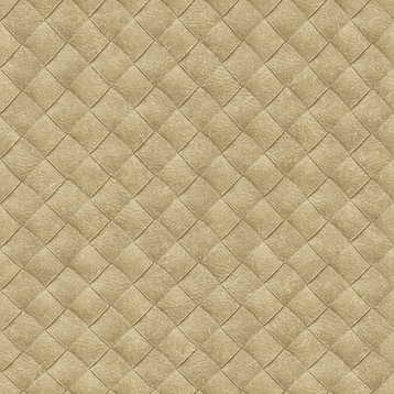 Leaf Patchwork Printed Textured Wallpaper, Beige, Double Roll