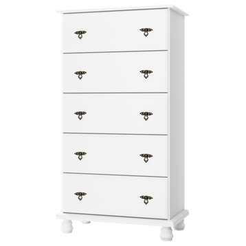 100% Solid Wood Kyle 5-Jumbo Drawer Chest, White