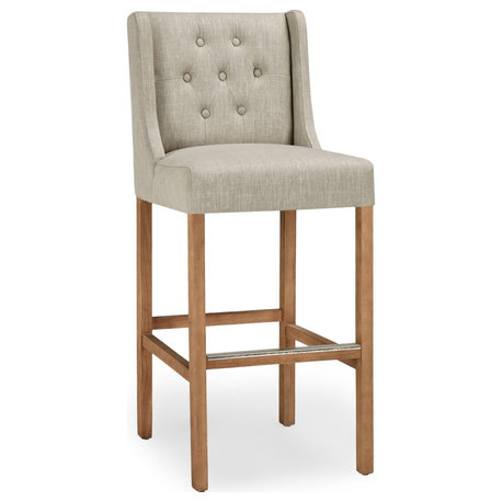 Karla Tufted 30" Barstool by Kosas Home, French Beige