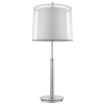 Acclaim Nimbus Table Lamp, Silver/Chrome/Snow Shantung Double