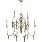 Quorum - Quorum 6006-9-70 Salento - Nine Light 2-Tier Chandelier - Salento Nine Light Chandelier Persian White *UL Approved: YES *Energy Star Qualified: n/a *ADA Certified: n/a *Number of Lights: Lamp: 9-*Wattage:60w Candelabra bulb(s) *Bulb Included:No *Bulb Type:Candelabra *Finish Type:Pewter