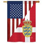 Breeze Decor - US Denmark Friendship Flags of the World, Everyday Vertical House Flag 28"x40" - US Friendship House Flag