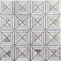 White Carrara Matte X Styles Stone Square Marble Mosaic Tiles - Home Accessories & Decor