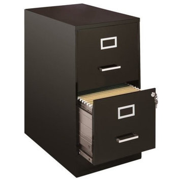 Pemberly Row 22" 2-Drawer Traditional Metal File Cabinet in Black