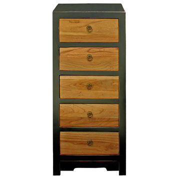 Black & Brown Five Drawers Slim Chest of Drawers Cabinet Hcs4184