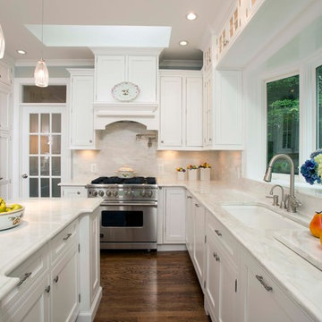 White Custom Cabinets, Island Create Inviting Kitchen