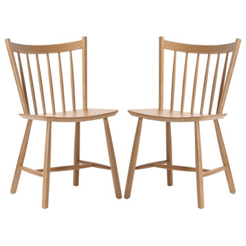Elite Living Vincent, Set of 2, Solid Wood Dining Chairs, Natural Brown