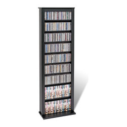 Prepac Slim Barrister CD DVD Media Storage Tower in Black - Media Racks And Towers