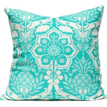 Pineapple Damask Pillow, Aqua