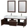 60 in. Double Bathroom Vanity in Espresso, Acrylic, Resin Countertop, Integrated