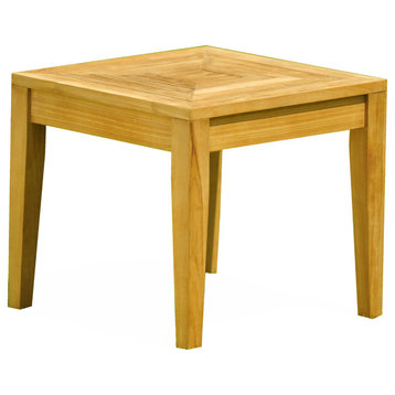 23.5" Outdoor Teak Stool, Square Side Table, End Table