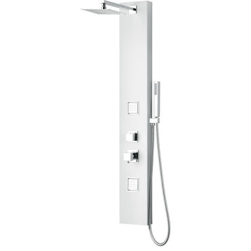 ABSP60W White Aluminum Shower Panel with 2 Body Sprays and Rain Shower Head