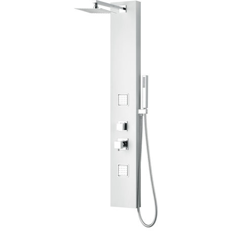 White Aluminum Shower Panel with 2 Body Sprays and Rain Shower Head