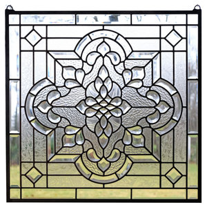 24" x 28" Stunning Handcrafted stained glass Clear Beveled window panel 