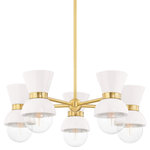 Mitzi by Hudson Valley Lighting - Gillian 5-Light Chandelier, Aged Brass/Ceramic Gloss Cream - Gillian brings a sense of youthfulness to a familiar form. Available in different styles, her allure lies in expertly-crafted ceramic shades. Swathed in milky hues like cream and robins egg blue, Gillian is playfully elegant. Metal accents heat things up, making Gillian a contender for any modern interior.